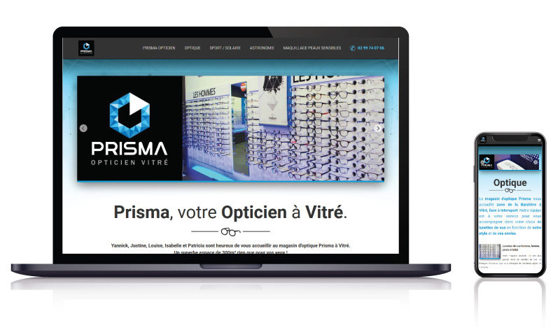 Site internet magasin d’optique Prisma<br>réalisé par <strong>SiteWebconcept,</strong> <strong>Agence Web</strong><br>à <strong>Rueil Malmaison</strong>, <strong>Laval</strong> et <strong>Vitré</strong>