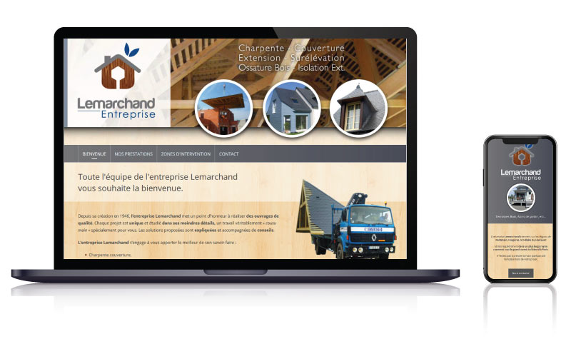 Site internet de la PME Lemarchand Charpente Couverture<br>réalisé par <strong>SiteWebconcept,</strong> <strong>Agence Web</strong><br>à <strong>Font-Romeu</strong>, <strong>Vitré</strong> et <strong>Laval</strong>