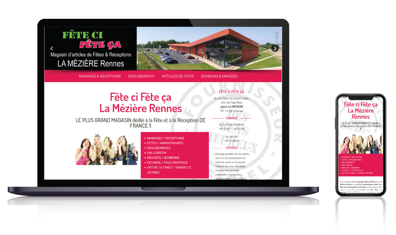 Site internet des magasins Fête çi Fête ça articles de fête<br>réalisé par <strong>SiteWebconcept,</strong> <strong>Agence Web</strong><br>à <strong>Font-Romeu</strong>, <strong>Vitré</strong> et <strong>Laval</strong>