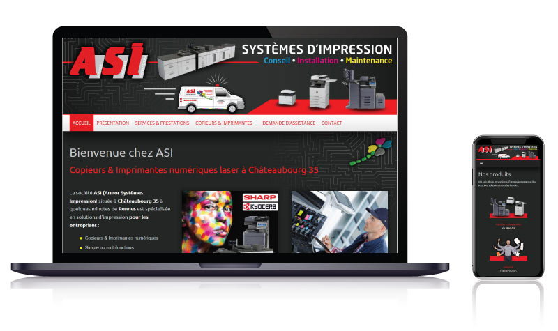 Site vitrine ASI matériel d’impression à Châteaubourg<br>réalisé par <strong>SiteWebconcept,</strong> <strong>Agence Web</strong><br>à <strong>Font-Romeu</strong>, <strong>Vitré</strong> et <strong>Laval</strong>